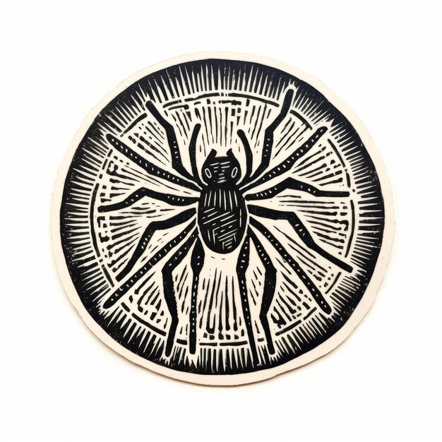 Photo mexican artistry a charming woodcut logo of a little spider in naive black and white sketch