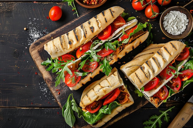 Mexican Beef Tortas Sandwich with top view