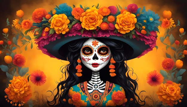 Photo mexican catrina sugar skull