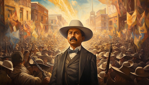 Photo a mexican centered around this distinguished gentleman in vector art