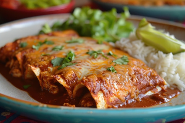 사진 멕시코 치킨 엔몰라다스 데 엔카카우아타도 (mole poblano enchiladas)