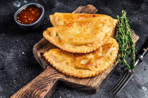 Mexican chilean food fried empanadas pie with beef meat