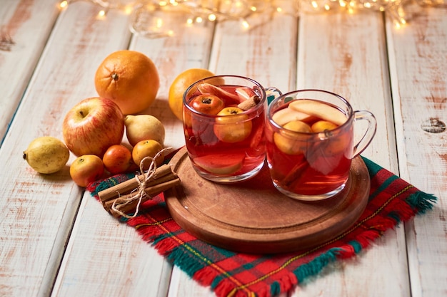 Mexican Christmas fruit punch made with tejocote guava apple and other fruits