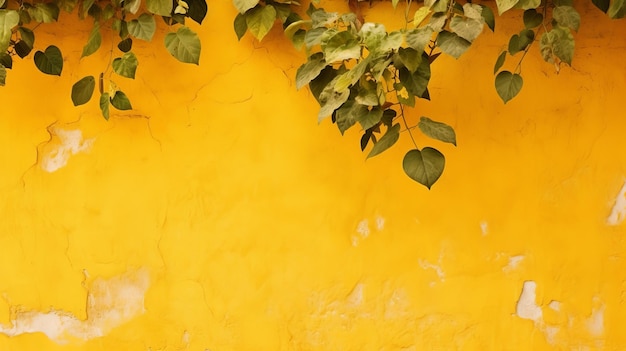 Mexican colonial yellow divider establishment with vine plant ai generated