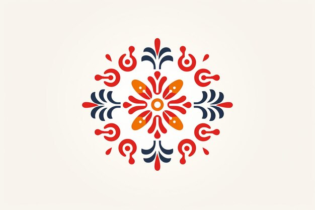 Mexican colorful bright floral border decoration on black background