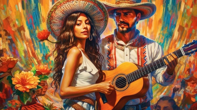 Mexican couple with guitar