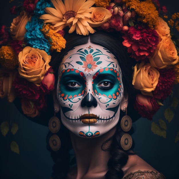 Mexican day of the dead celebration Catrina make up