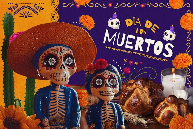 mexican day of the dead collage desig