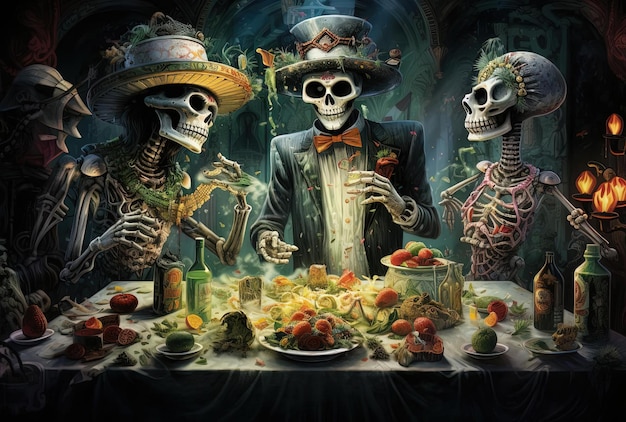 the mexican day of the dead and its kings in the style of luminous atmosphere