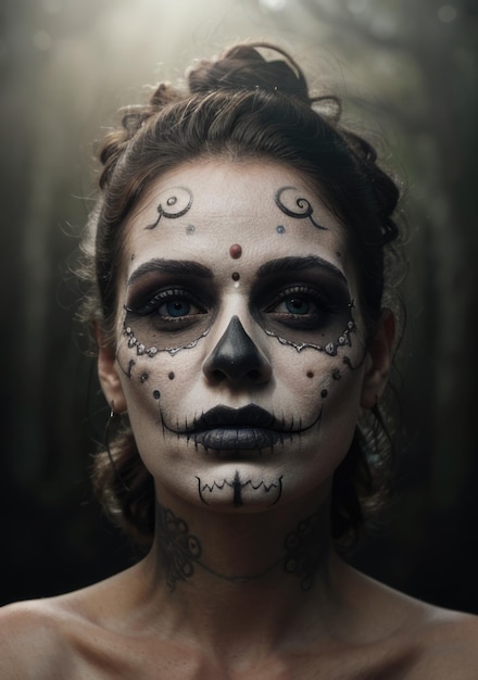 Mexican day of the dead makeup photo typical of the dia de los muertos mexican religious stock