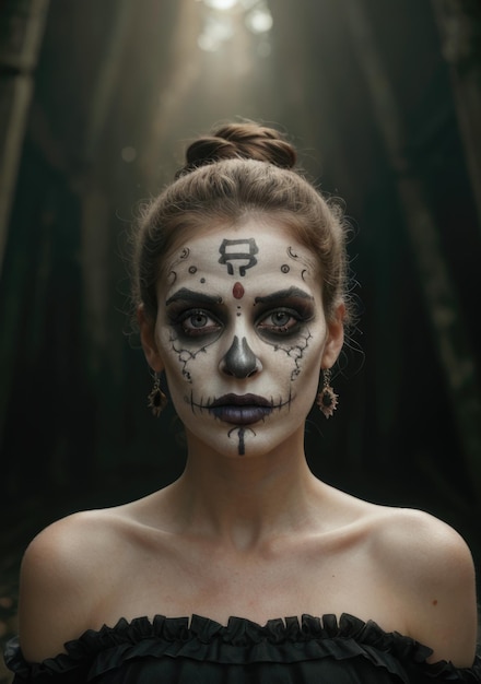 Mexican day of the dead makeup photo typical of the dia de los muertos mexican religious stock