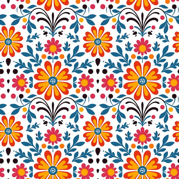 Mexican embroidery seamless pattern