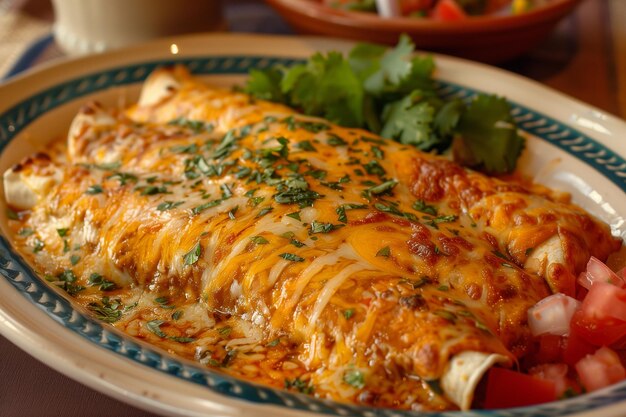 Mexican enchiladas top view Mexican cuisine dish