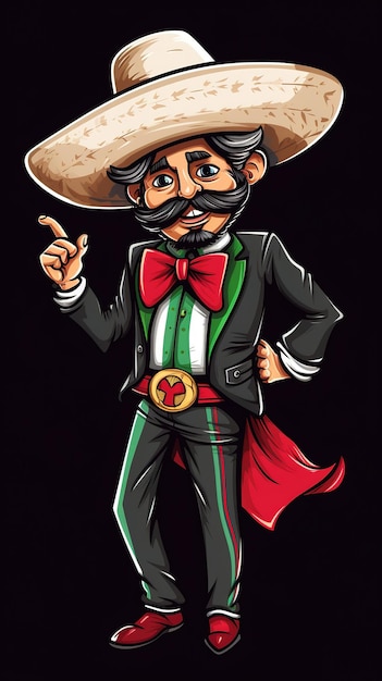 Mexican flag and cartoon characters wearing the flagAI generated