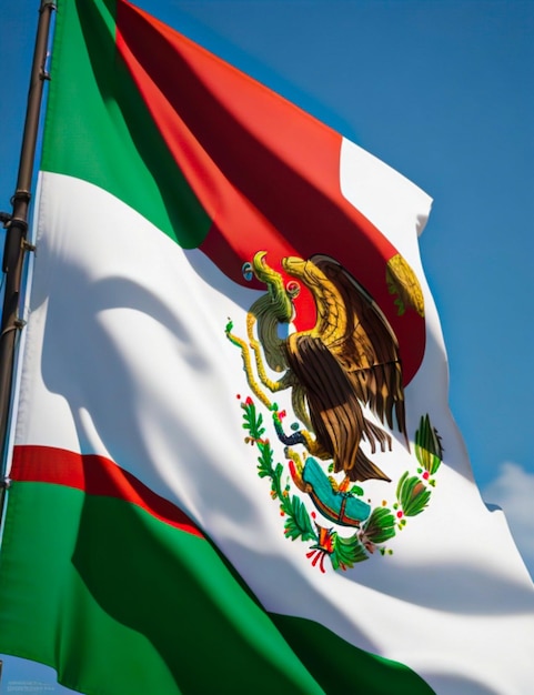 Mexican flag in focus a prominent patriotic symbol
