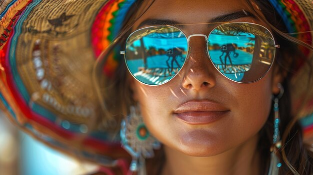 Photo the mexican flag reflected in sunglasses background