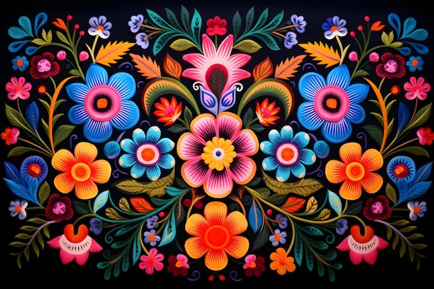 mexican floral embroidery background