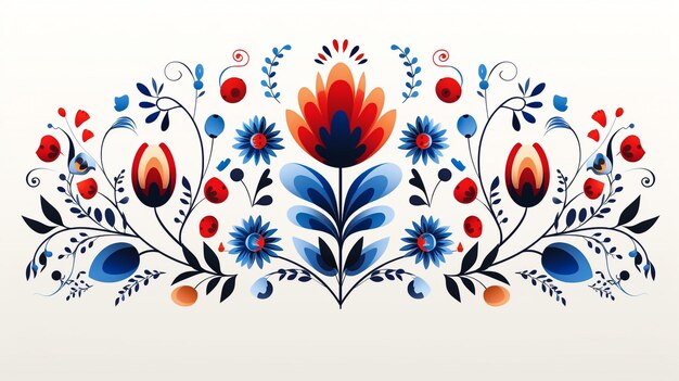 Mexican floral folk art style vector greeting card on invitation pattern