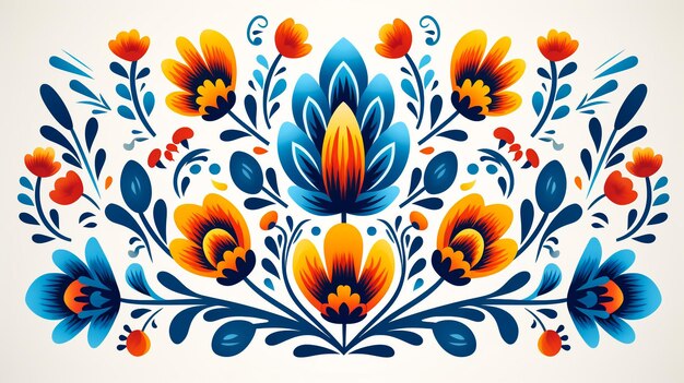 Фото Мексиканская цветочная векторная открытка в стиле народного искусства на приглашении