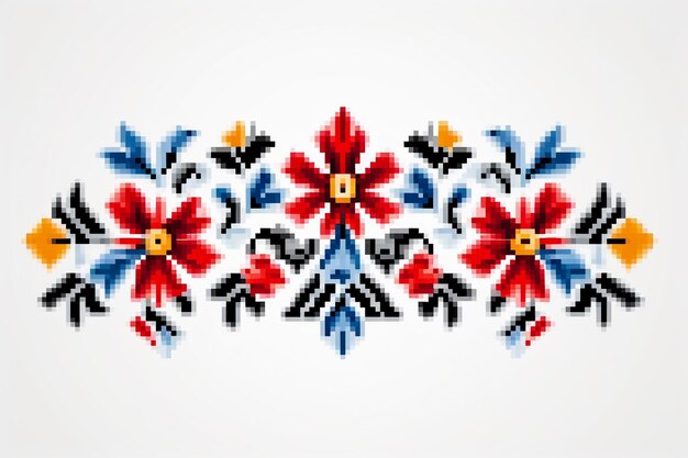 Photo mexican flower traditional pattern background ethnic embroidery decoration ornament flower symmetr