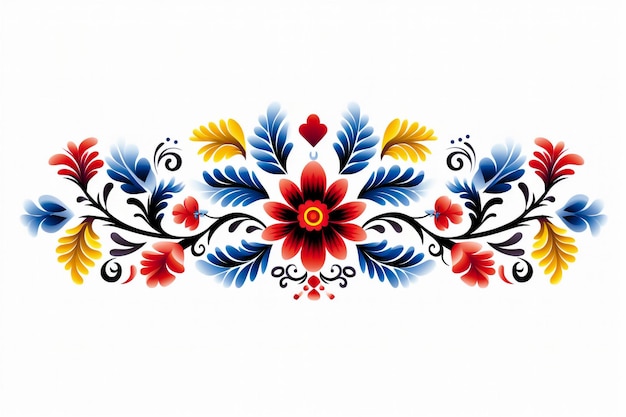 Photo mexican flower traditional pattern background ethnic embroidery decoration ornament flower symmetr