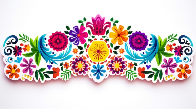 Photo mexican folk art style vector floral pattern retro design inspired by traditional embroidery from m