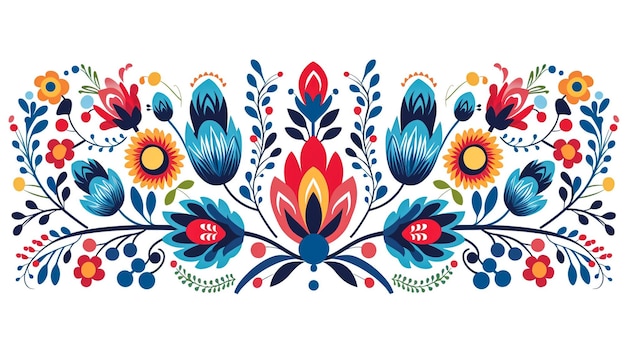 멕시코 민속 예술 스타일 벡터 만다라 꽃 패턴 자연 구성은 tradit에서 영감을 받아 원형으로 구성됩니다.