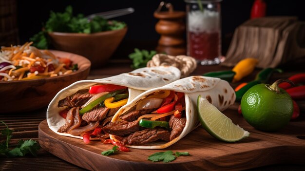 Mexican food beef fajitas
