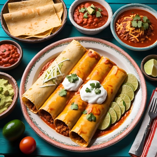 Mexican food enchiladas 3d render