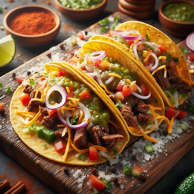 Мексиканская еда Fiesta Vibrant Tacos Коллекция на Freepik