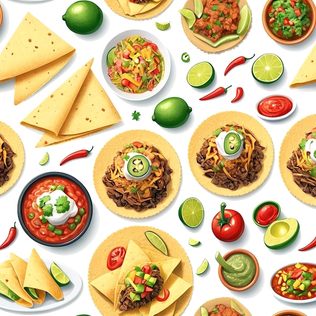 Photo mexican food illustration on white background