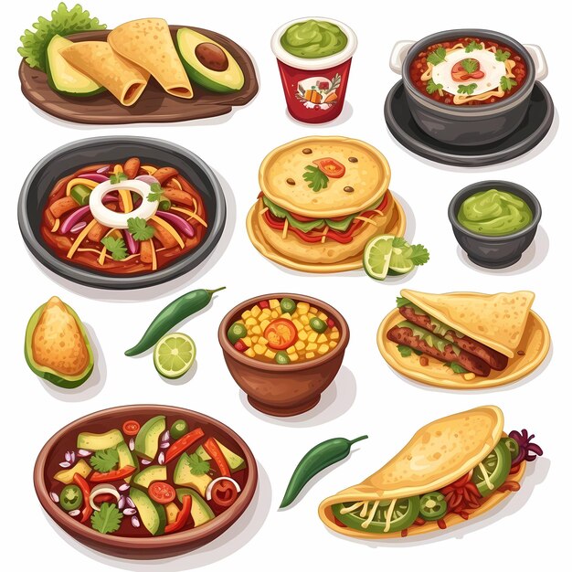 Photo mexican food isolated white background generative ai