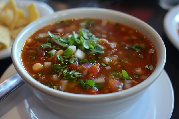 Mexican food pozole side view