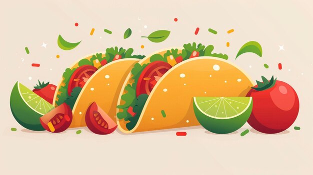 Photo mexican food scene in flat graphics