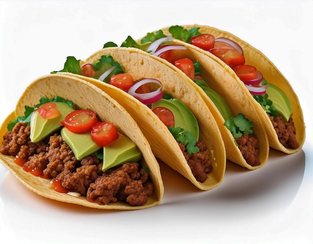 mexican food tacos isolated on white background