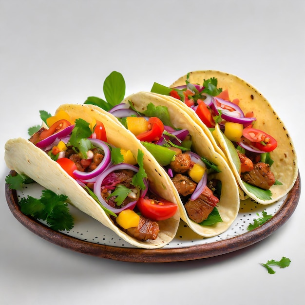 mexican food tacos isolated on white background