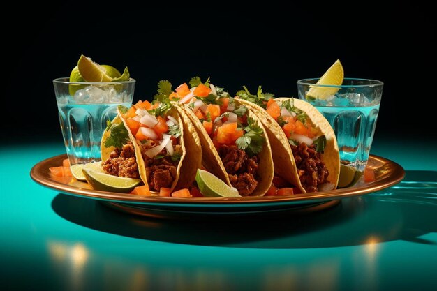 Mexican food tacos margarita cocktail on a white background 1035jpg