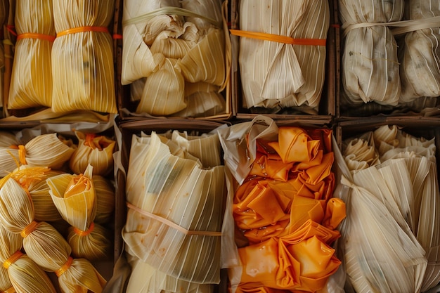 Mexican food tamales view from above