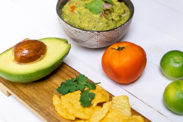 Mexican Guacamole serve with chip