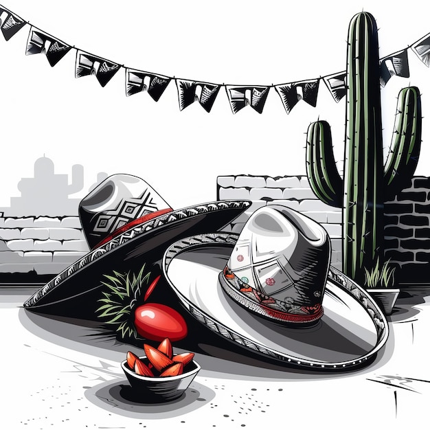 Mexican Hat and Sombrero Drawing