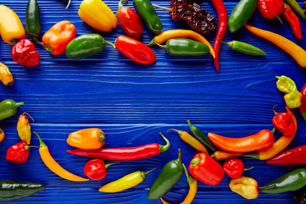 Mexican hot chili peppers colorful mix