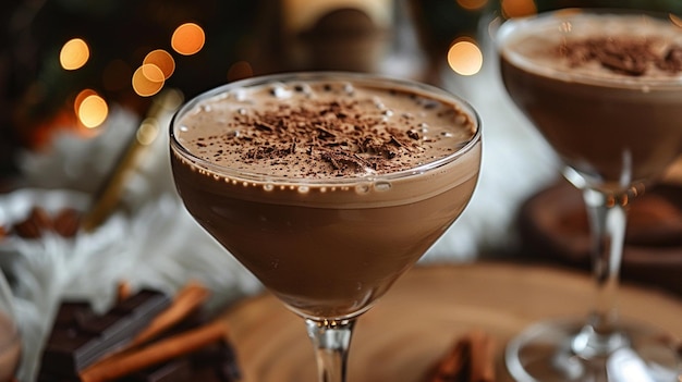 Фото Мексиканский горячий шоколадный мартини уютный коктейль