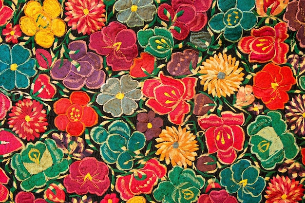 Mexican Huipil Textile Pattern Background