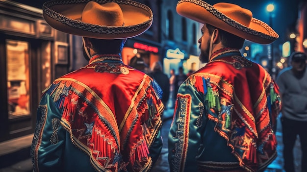 Mexican Independence Cinco de mayo Mexican men wearing traditional mariachi clothing Generative AI