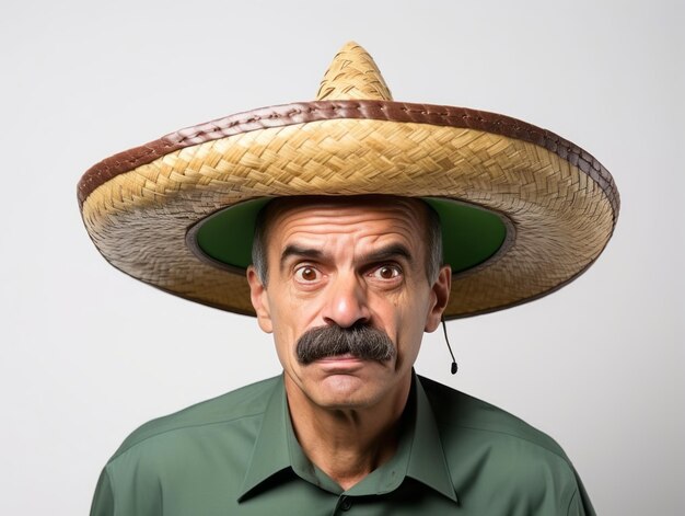 Photo mexican man in emotional pose on white background