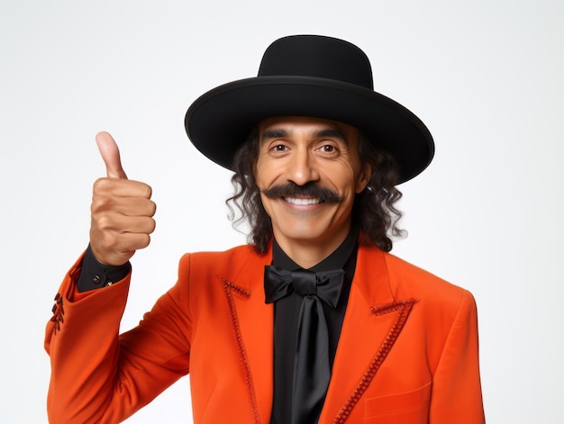 Photo mexican man in emotional pose on white background