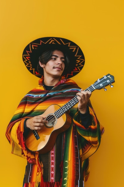 Photo mexican man with guitar