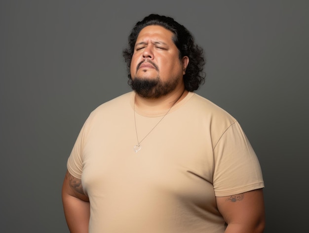 Mexican man with pain on neutral background