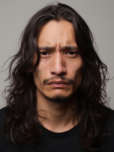 Mexican man with pain on neutral background