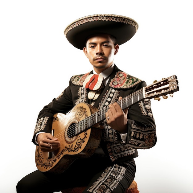 Foto giocatore messicano di mariachi con la chitarra